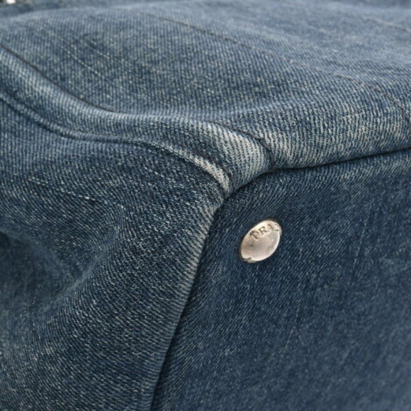 PRADA Canapa Mini Tote Blue Denim Handbag - Picture 9 of 12